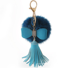 Fashion Fur tassel bag charm rabbit fur keychain fur pom poms ball